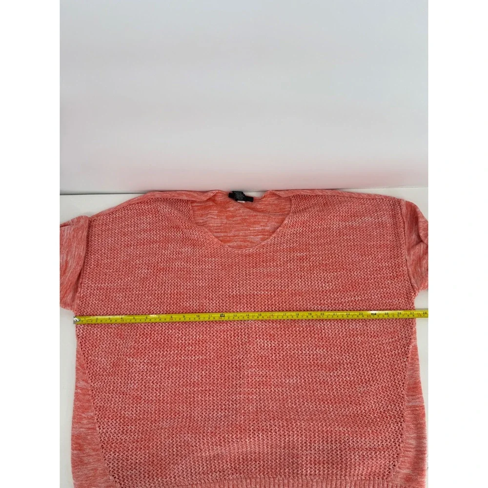 Lane Bryant Women Sz 26/28 Coral Marl Cotton V-Neck Open Knit Oversized Sweater